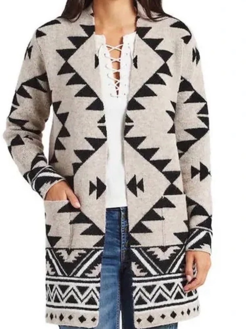 Frye Jacquard Open Cardigan